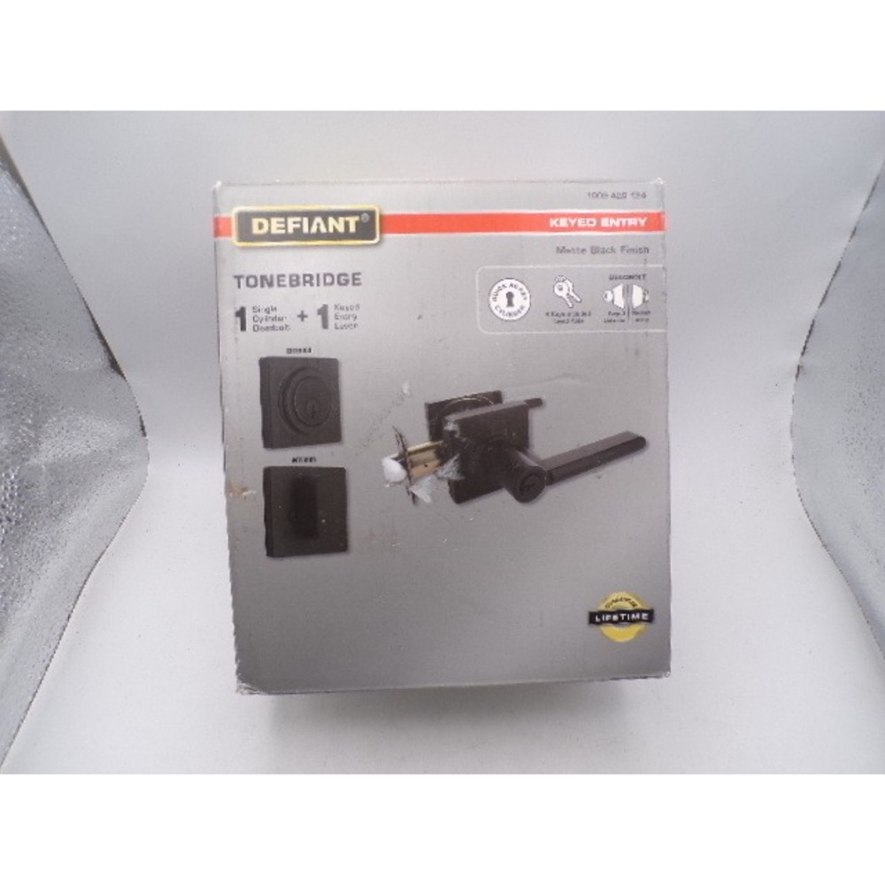 Defiant Tonebridge Matte Black Keyed Entry Lever & Single Cylinder Deadbolt READ